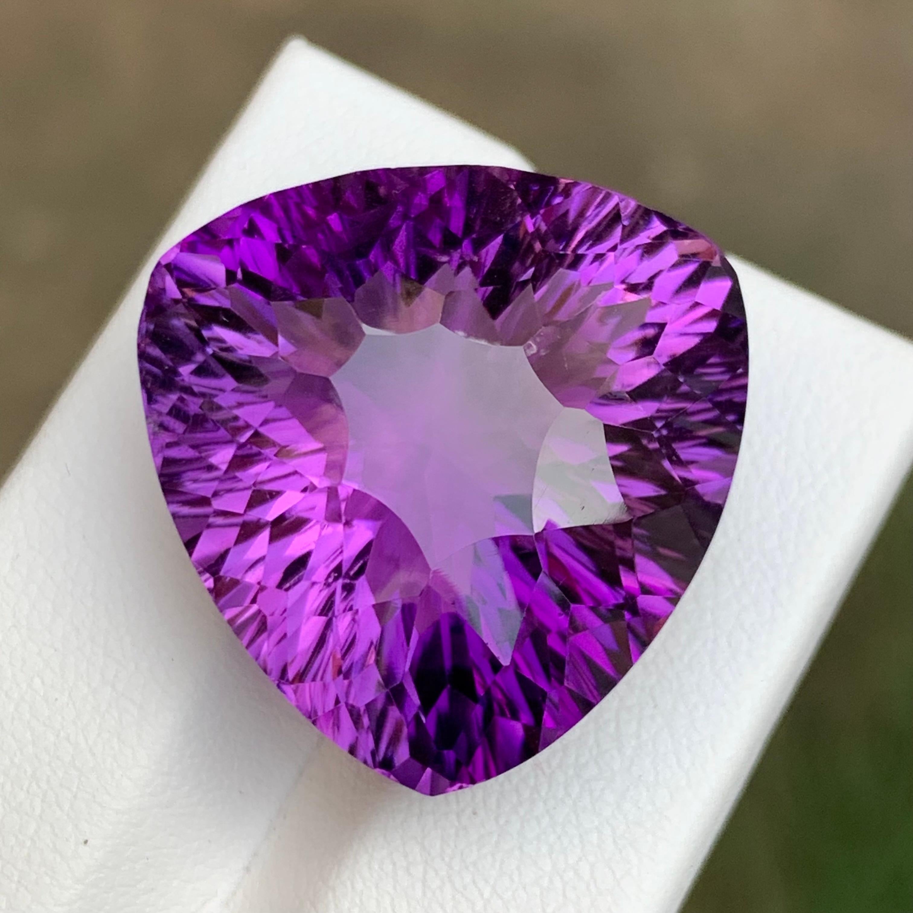 Contemporary Rich Purple Natural Amethyst Pendant Necklace Loose Gemstone 47.85Ct Trillion Ct