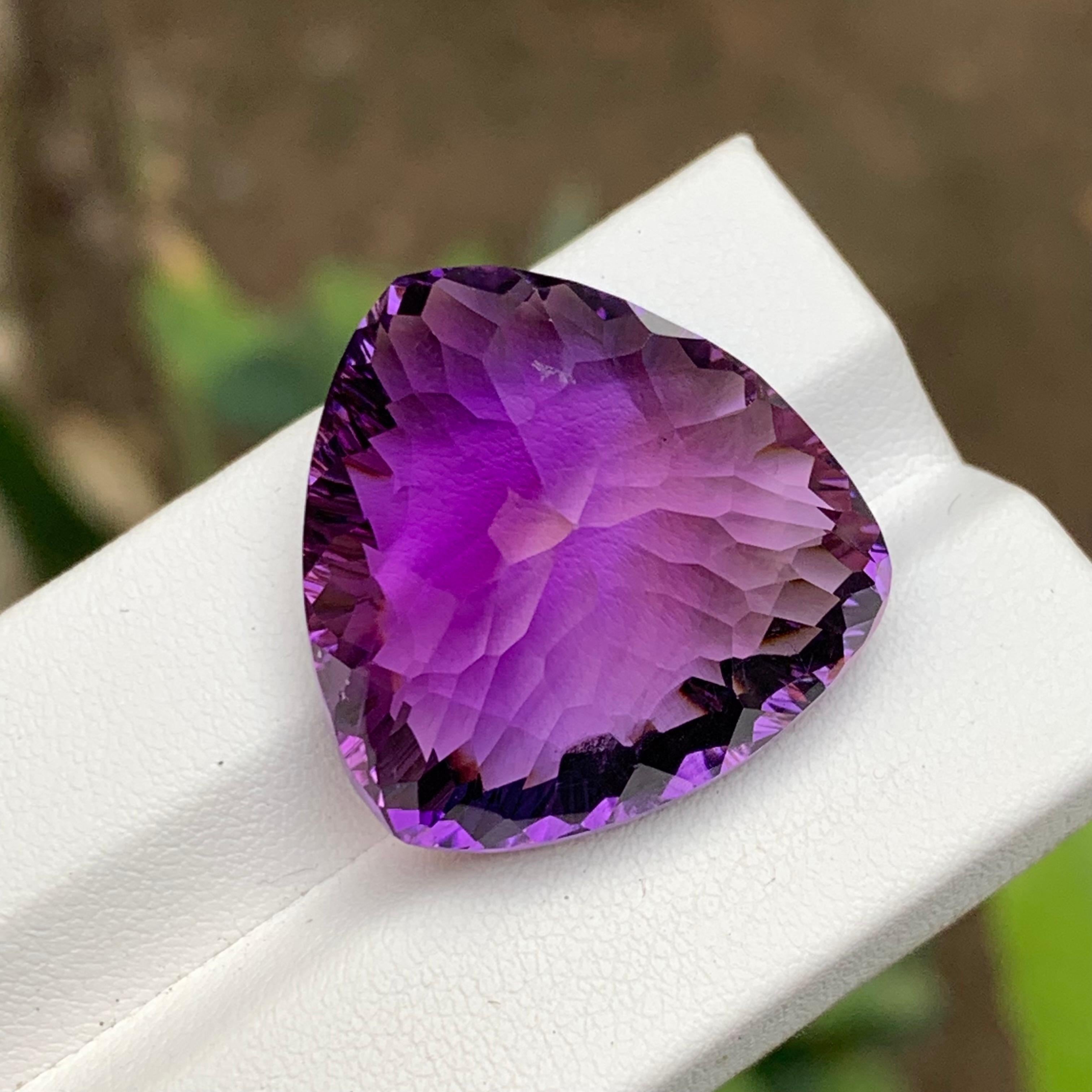 Trillion Cut Rich Purple Natural Amethyst Pendant Necklace Loose Gemstone 47.85Ct Trillion Ct