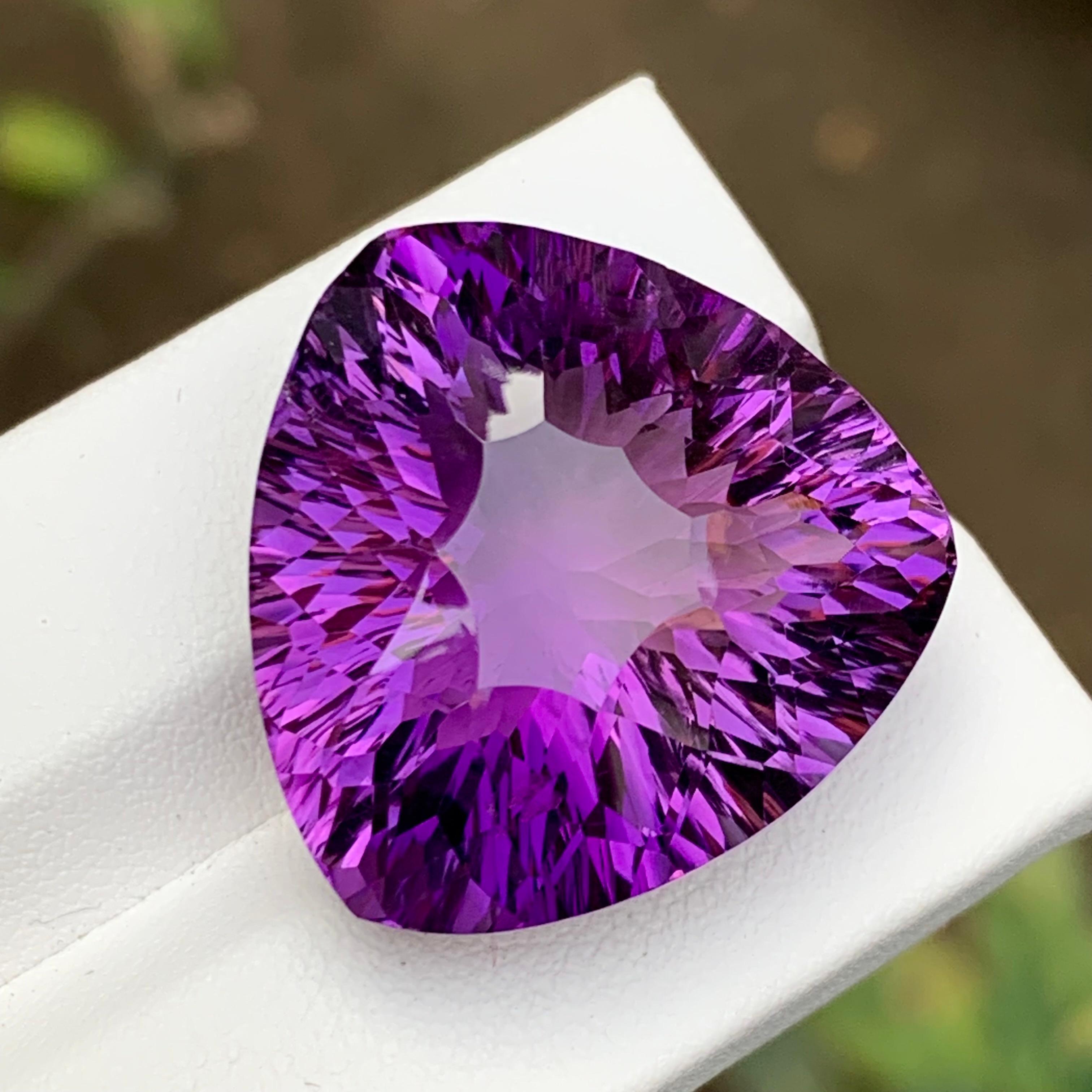 Women's or Men's Rich Purple Natural Amethyst Pendant Necklace Loose Gemstone 47.85Ct Trillion Ct