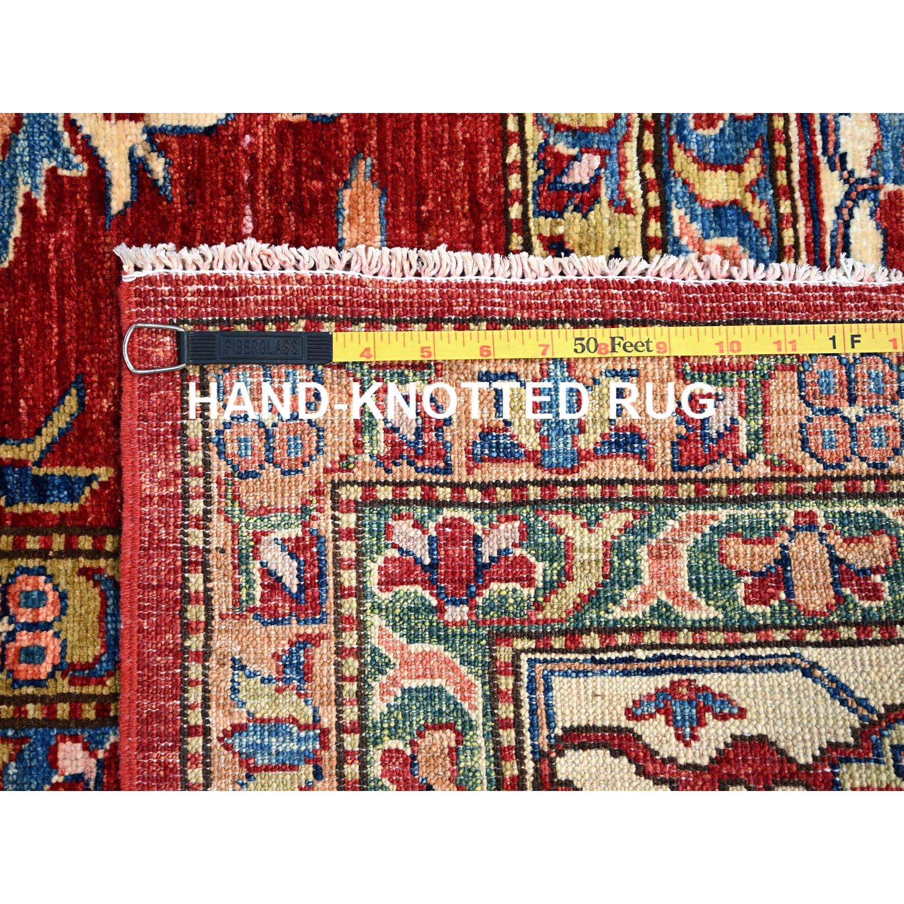 Tappeto orientale afghano Super Kazak rosso ricco di tutta la lana annodata a mano 8'3