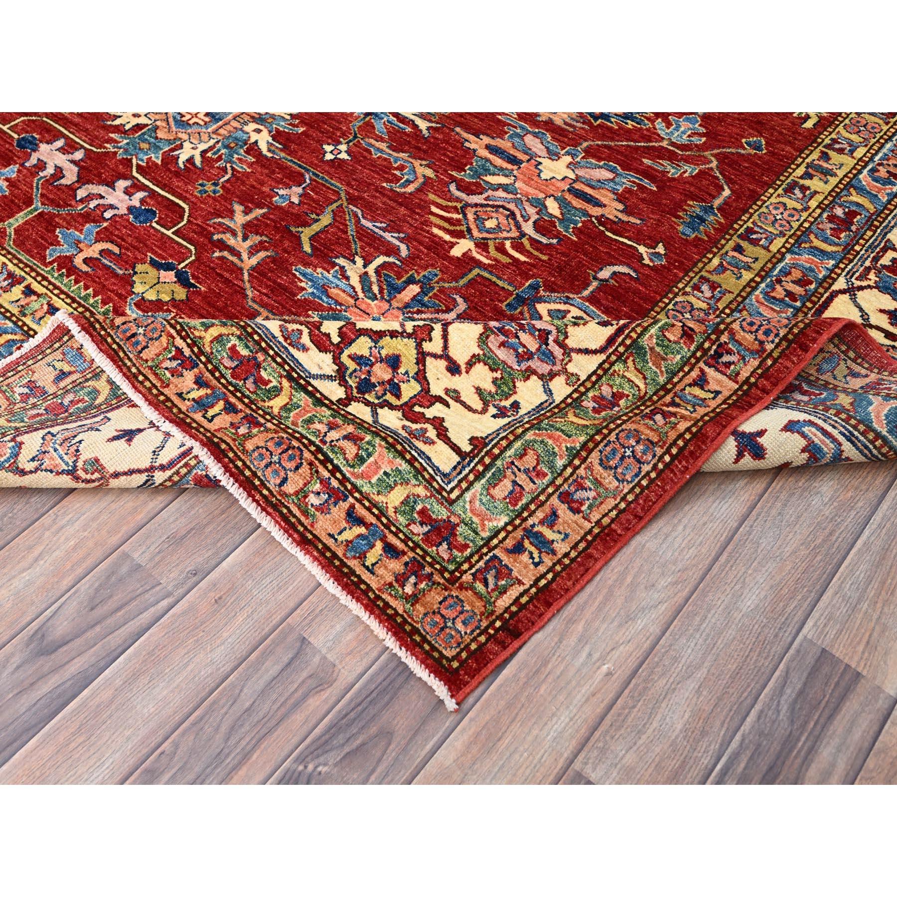 Tappeto orientale afghano Super Kazak rosso ricco di tutta la lana annodata a mano 8'3
