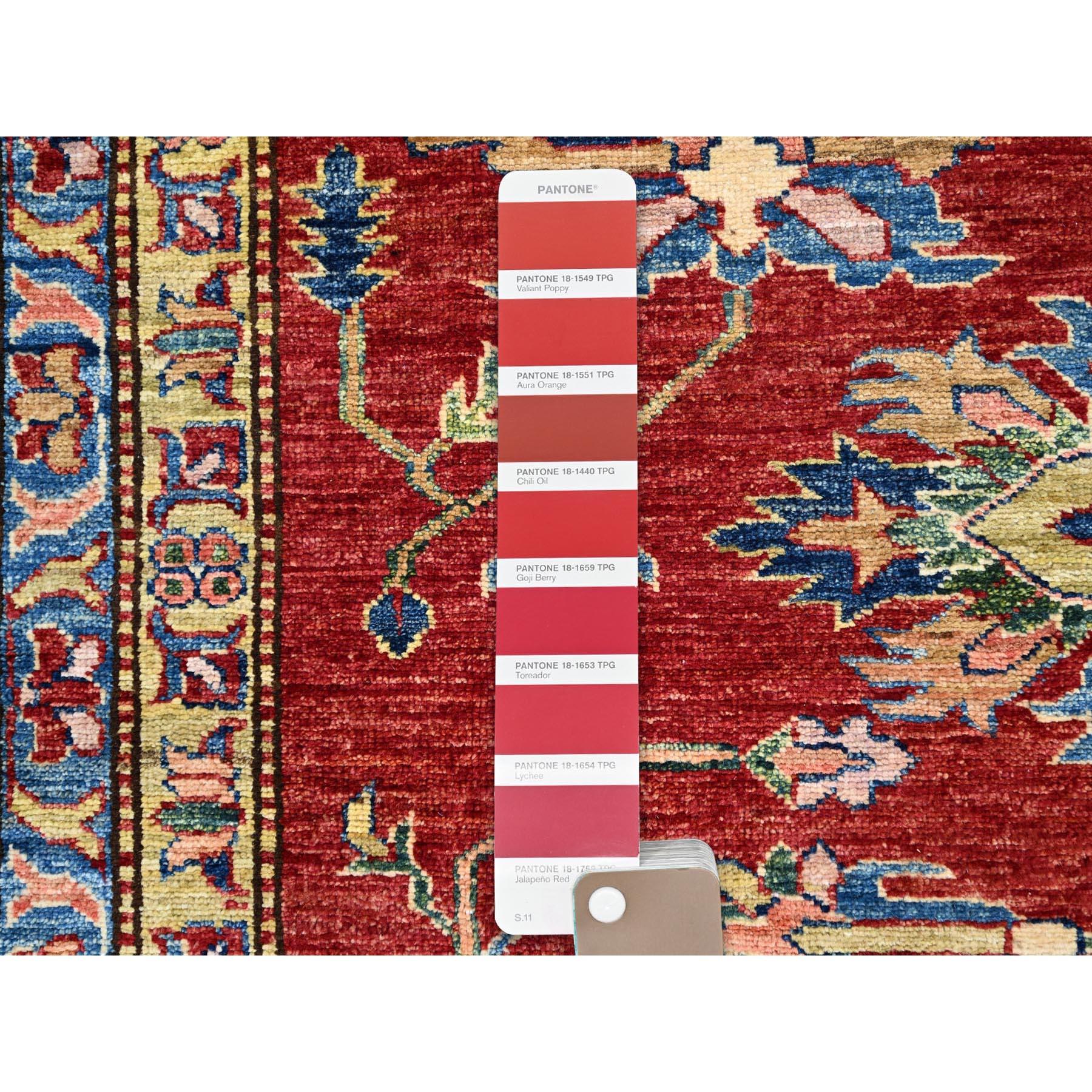 XXI secolo e contemporaneo Tappeto orientale afghano Super Kazak rosso ricco di tutta la lana annodata a mano 8'3