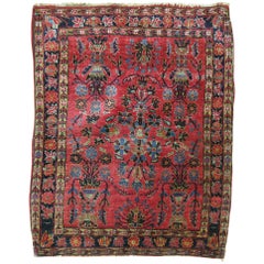 Rich Red Antique Mohajeran Persian Sarouk Square Rug