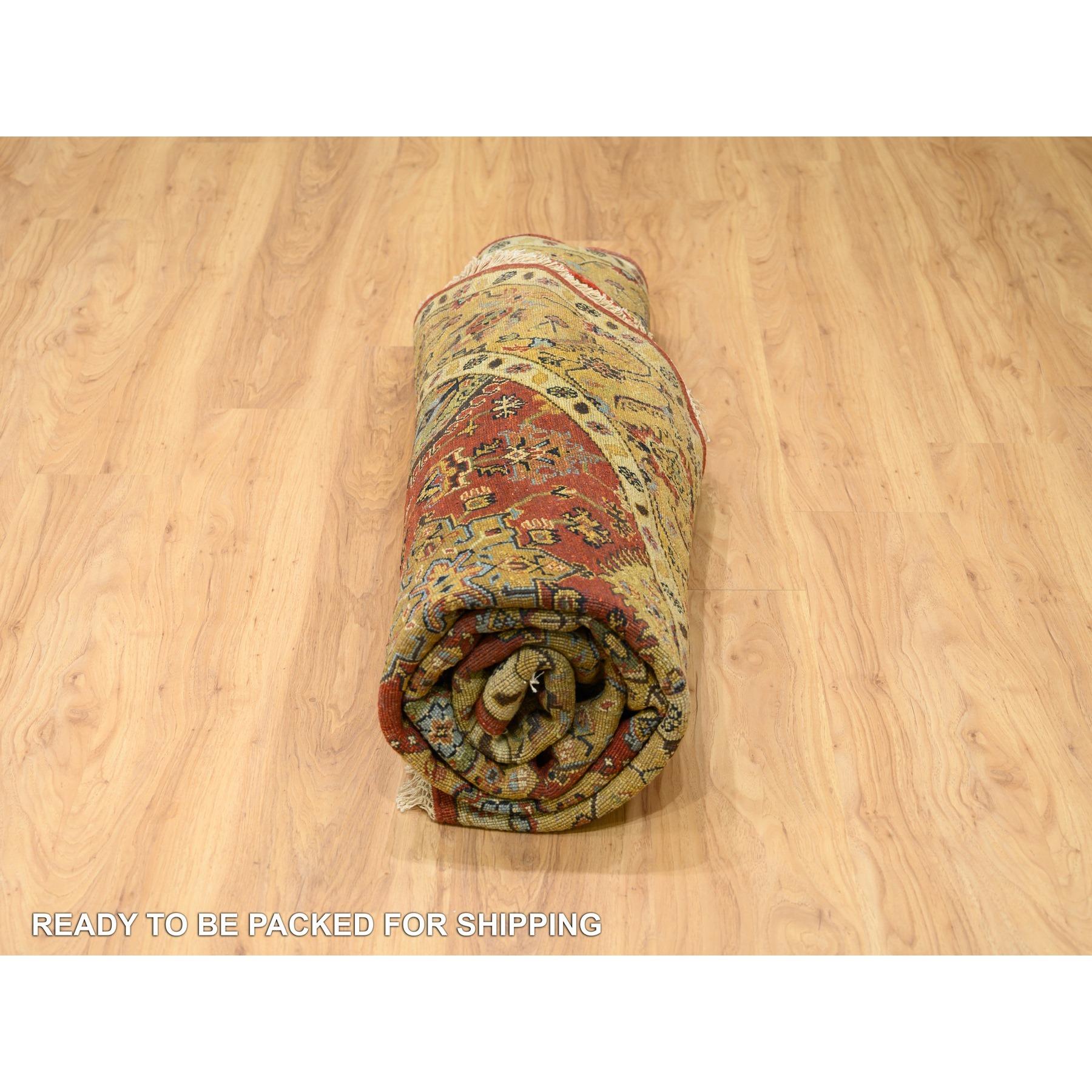 Rich Red Karajeh Design Handgeknüpfter orientalischer runder Teppich aus reiner Wolle 7'9