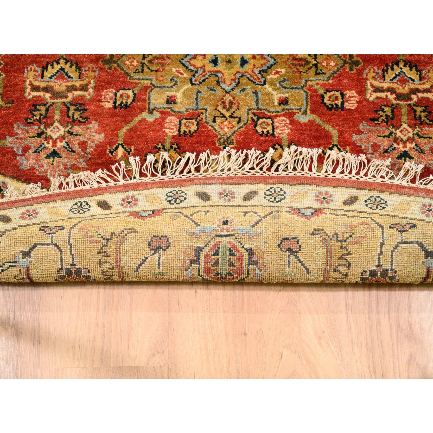 Rich Red Karajeh Design Handgeknüpfter orientalischer runder Teppich aus reiner Wolle 7'9