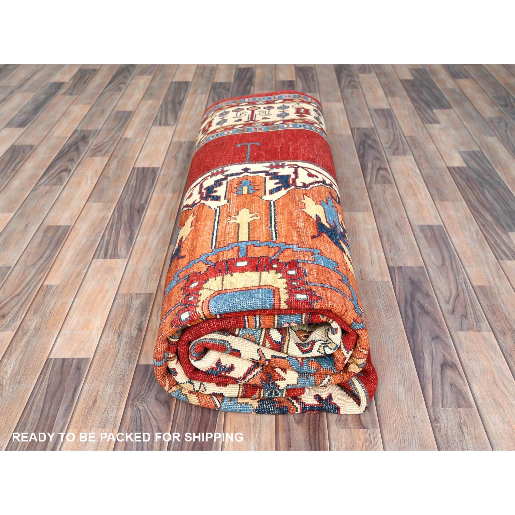 Tapis oriental rouge riche Serapi Heriz Design noué à la main 9'0
