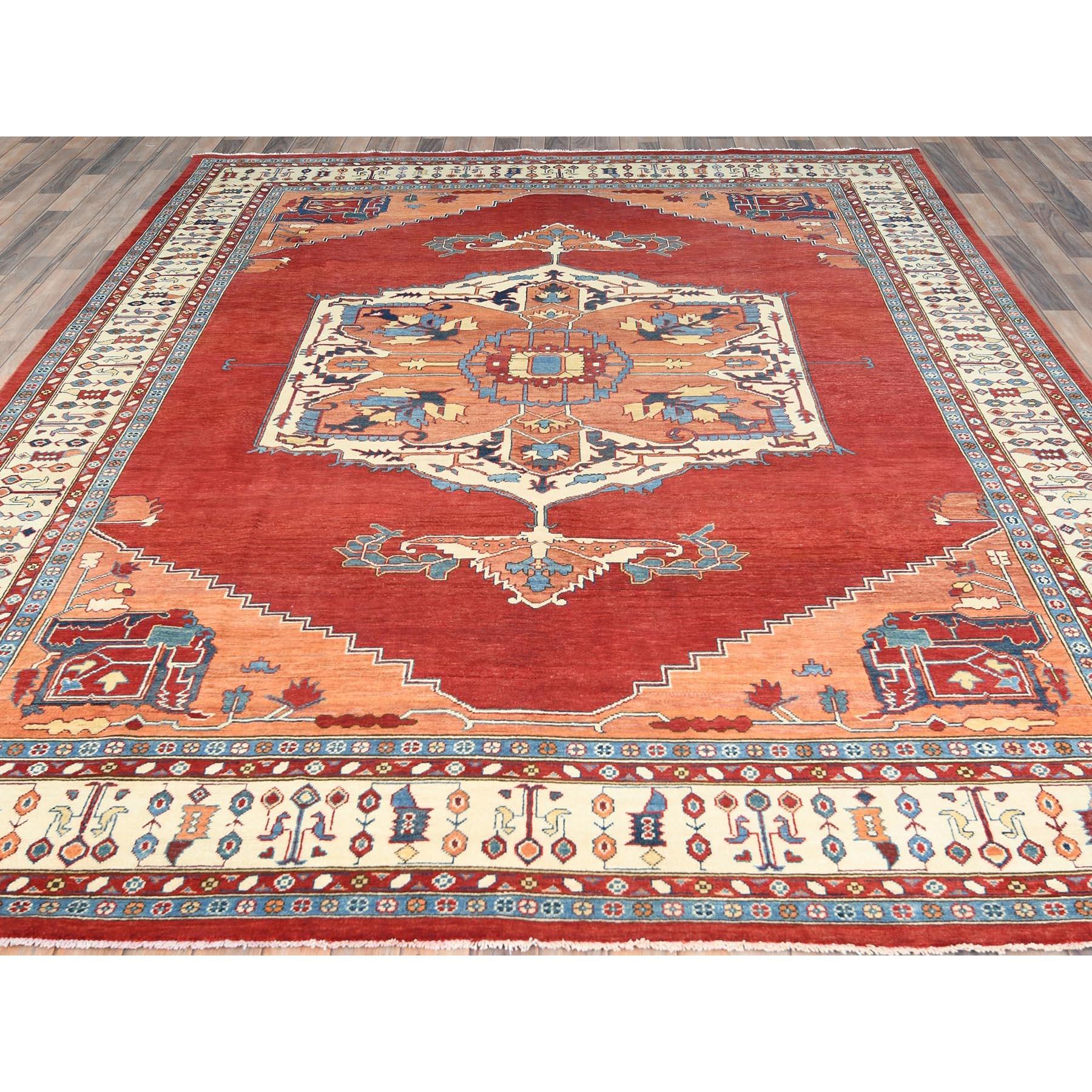 Heriz Serapi Tapis oriental rouge riche Serapi Heriz Design noué à la main 9'0