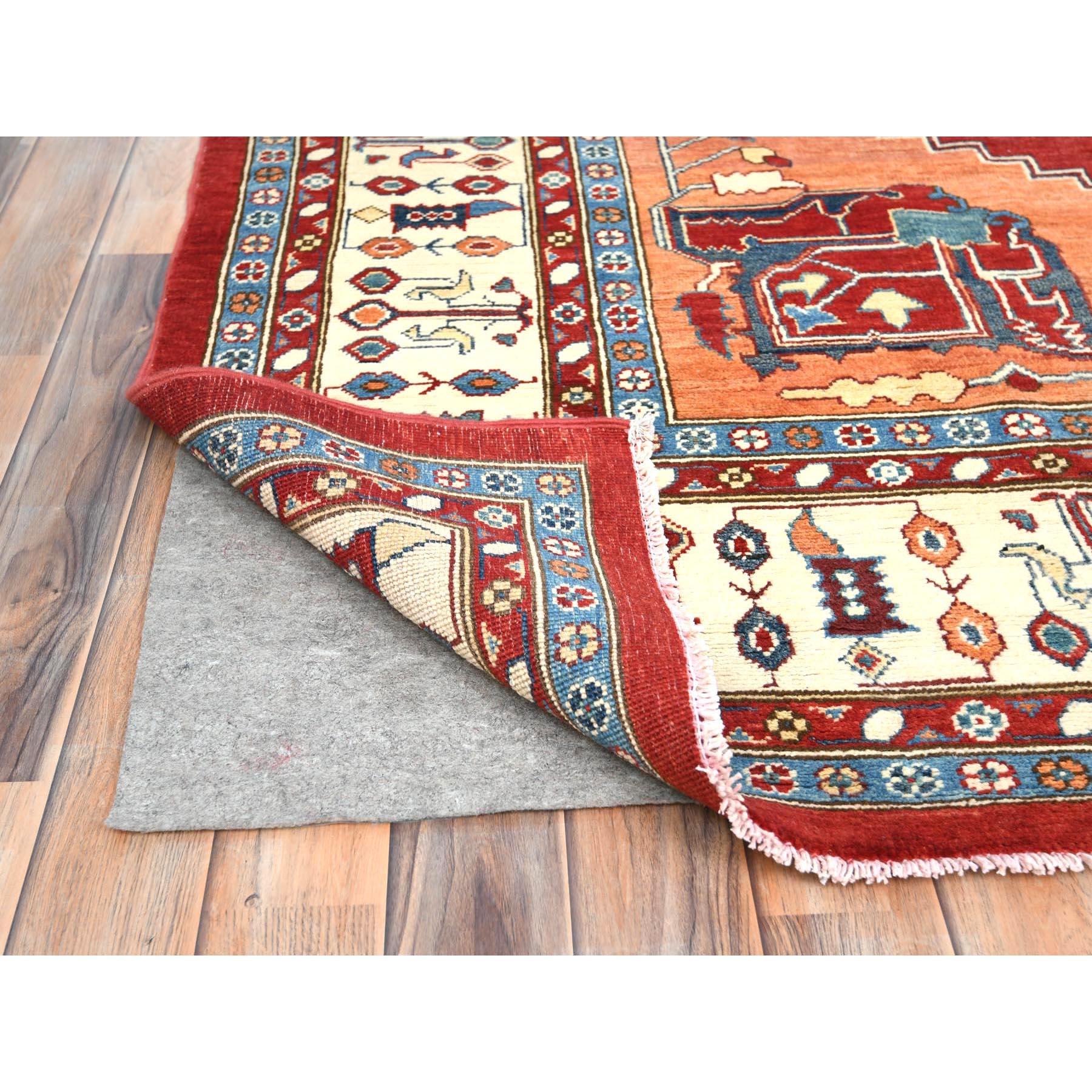 Noué à la main Tapis oriental rouge riche Serapi Heriz Design noué à la main 9'0