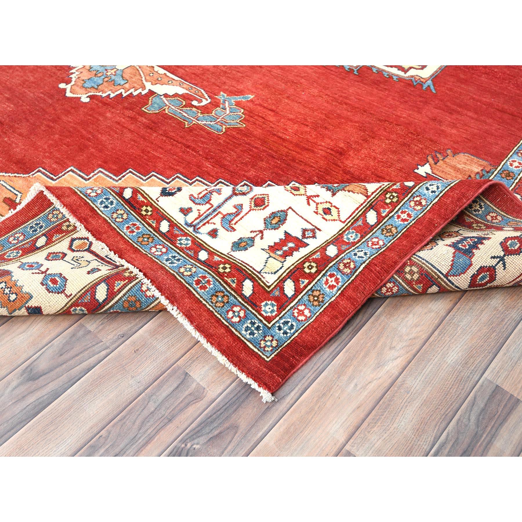 XXIe siècle et contemporain Tapis oriental rouge riche Serapi Heriz Design noué à la main 9'0