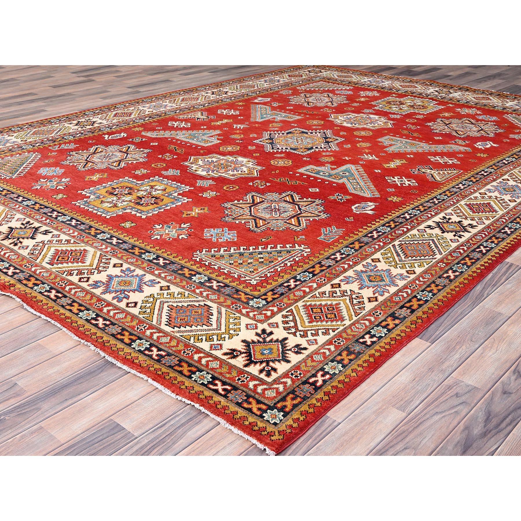 Afghan Rich Red Special Kazak 100% Wool Hand Knotted Oriental Rug 9'1
