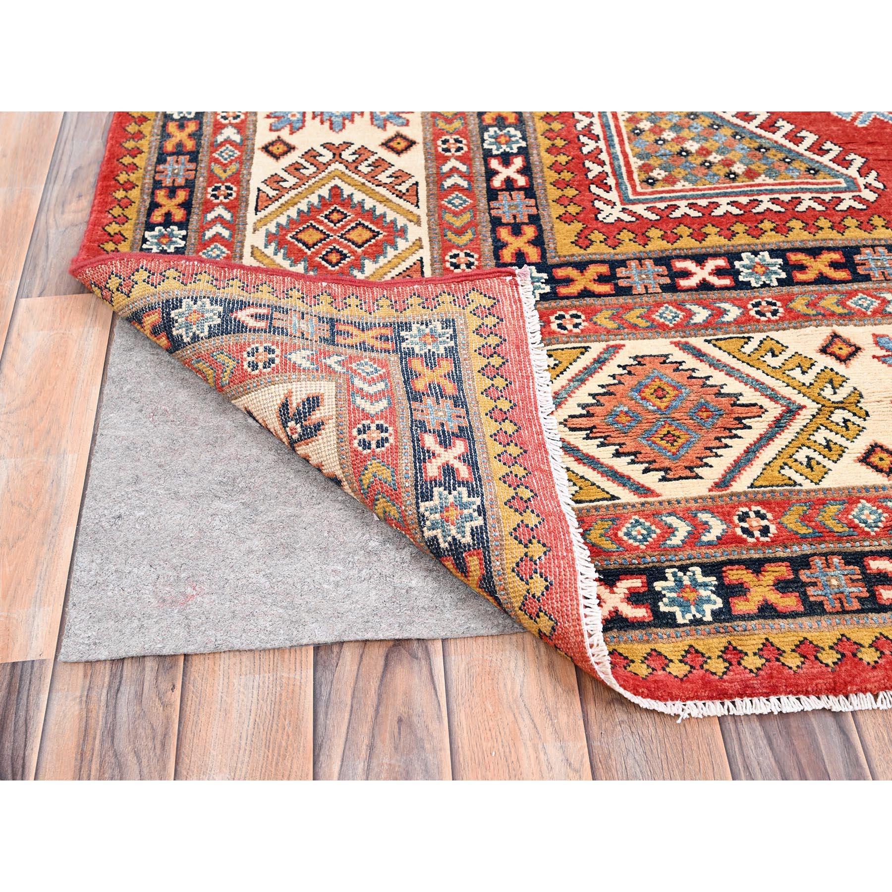 Hand-Knotted Rich Red Special Kazak 100% Wool Hand Knotted Oriental Rug 9'1