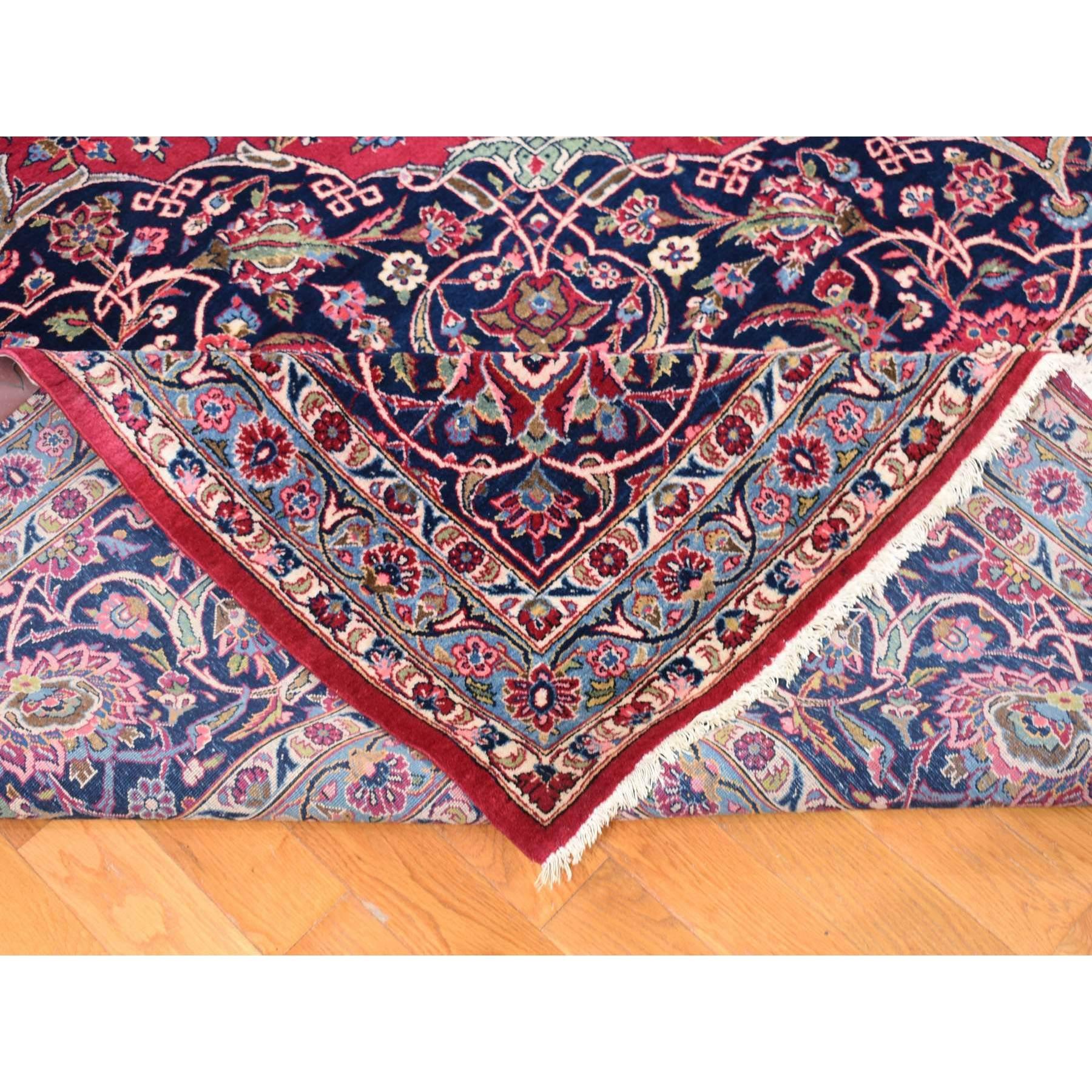 Mid-20th Century Rich Red Vintage Persian Kashan Rare XL Squarish Size Hand Knotted Pure Wool Rug For Sale