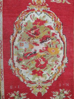 Antique Turkish Oushak Runner with Karabagh Design & Ornate Floral Medallions