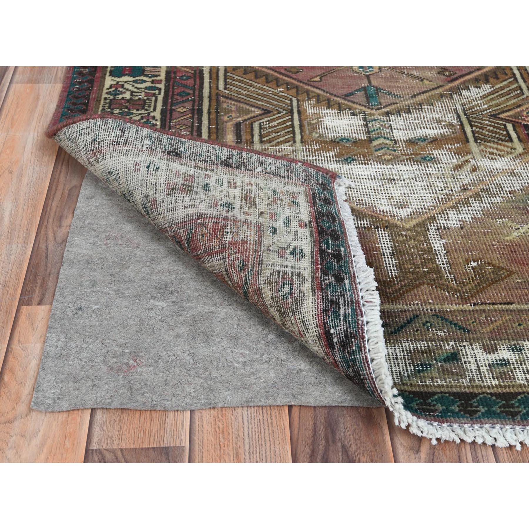 Medieval Rich Red, Worn Wool Hand Knotted, Vintage Persian Serab Distressed Look Rug  For Sale