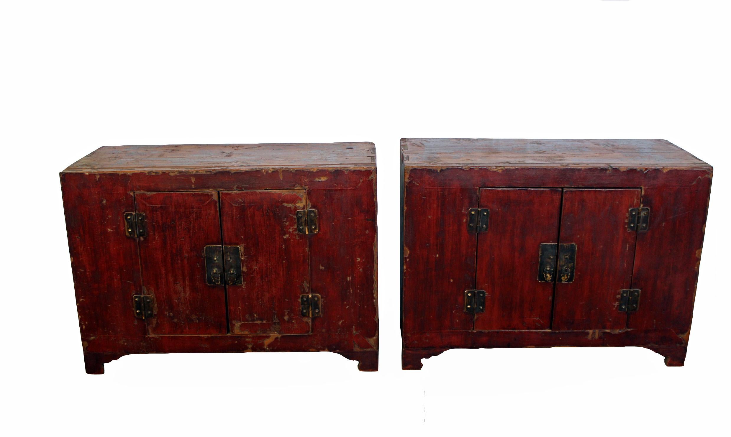 Chinese Export Rich Reddish Patina 19th Century Chinese Cabinet For Sale