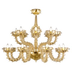 Rich Rezzonico Chandelier 16 Arms Gold Murano Glass by Multiforme in Stock
