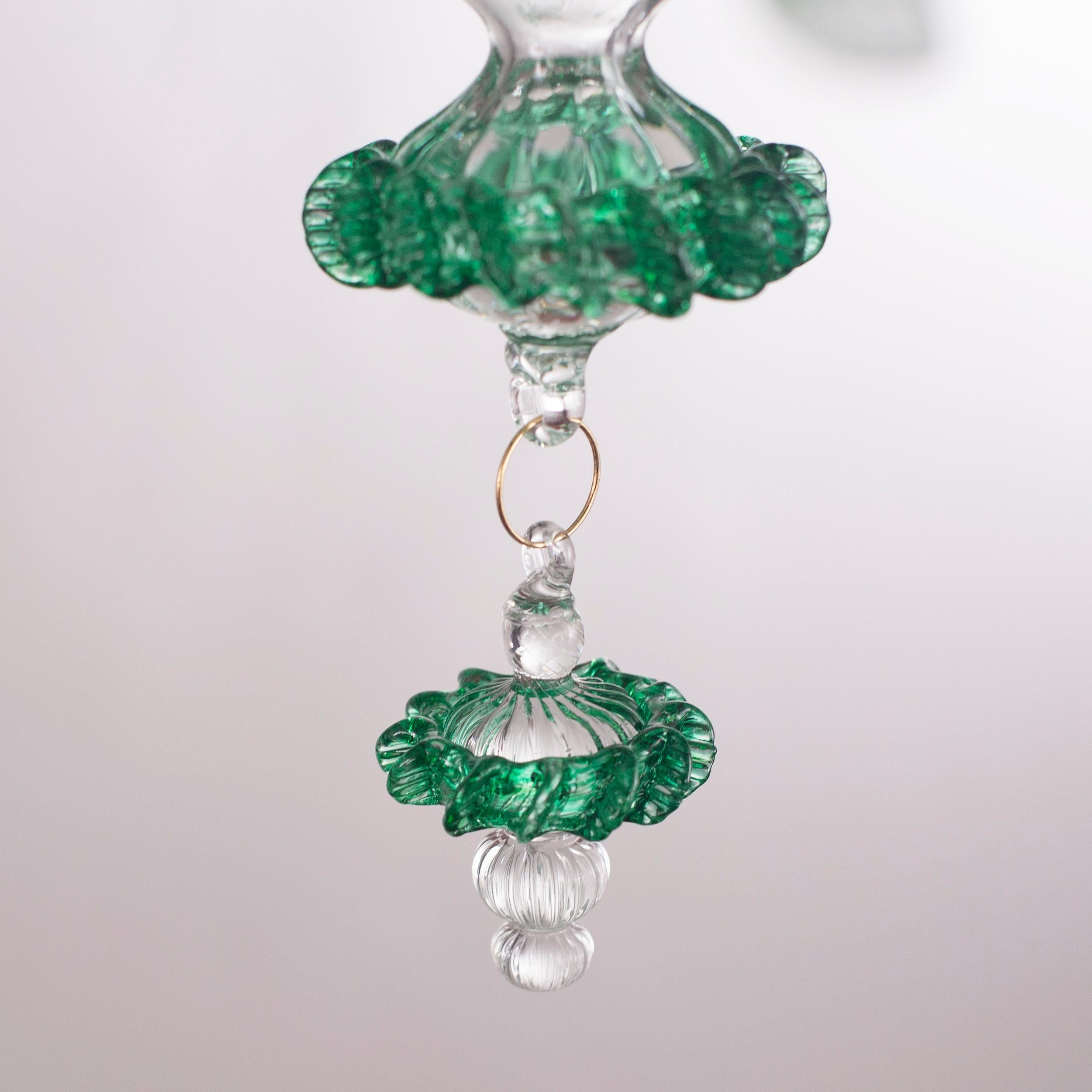 Lustre à fleurs Rezzonico à 6 bras en verre de Murano vert clair par Multiforme en vente 4
