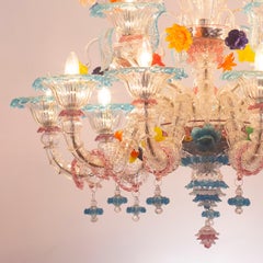Lustre vénitien Rezzonico à 15 bras en verre de Murano multicolore par Multiforme