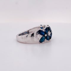 Rich Royal Blue Sapphire & Diamond 2.81 Carats Wide Ring 14KWG LR52407W45SA LV