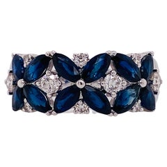 Anello con zaffiro blu ricco e diamante da 2,81 carati 14KWG LR52407W45SA LV