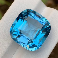 Rich Sky Blue Natural Swiss Topaz Pendant Loose Gemstone 39.50 Carat Cushion Cut
