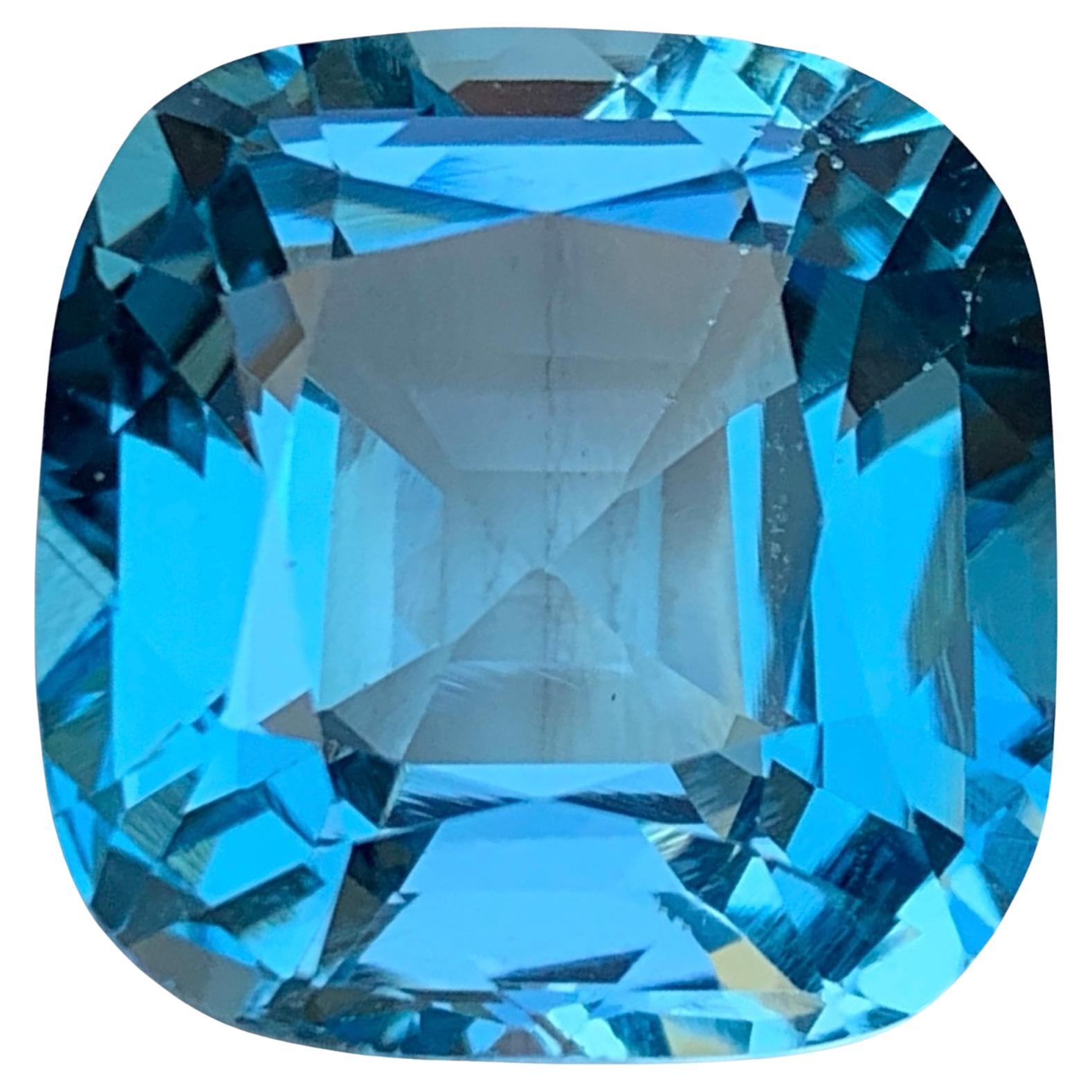 Rich Sky Blue Natural Swiss Topaz Pendant Loose Gemstone 39.50 Carat Cushion Cut
