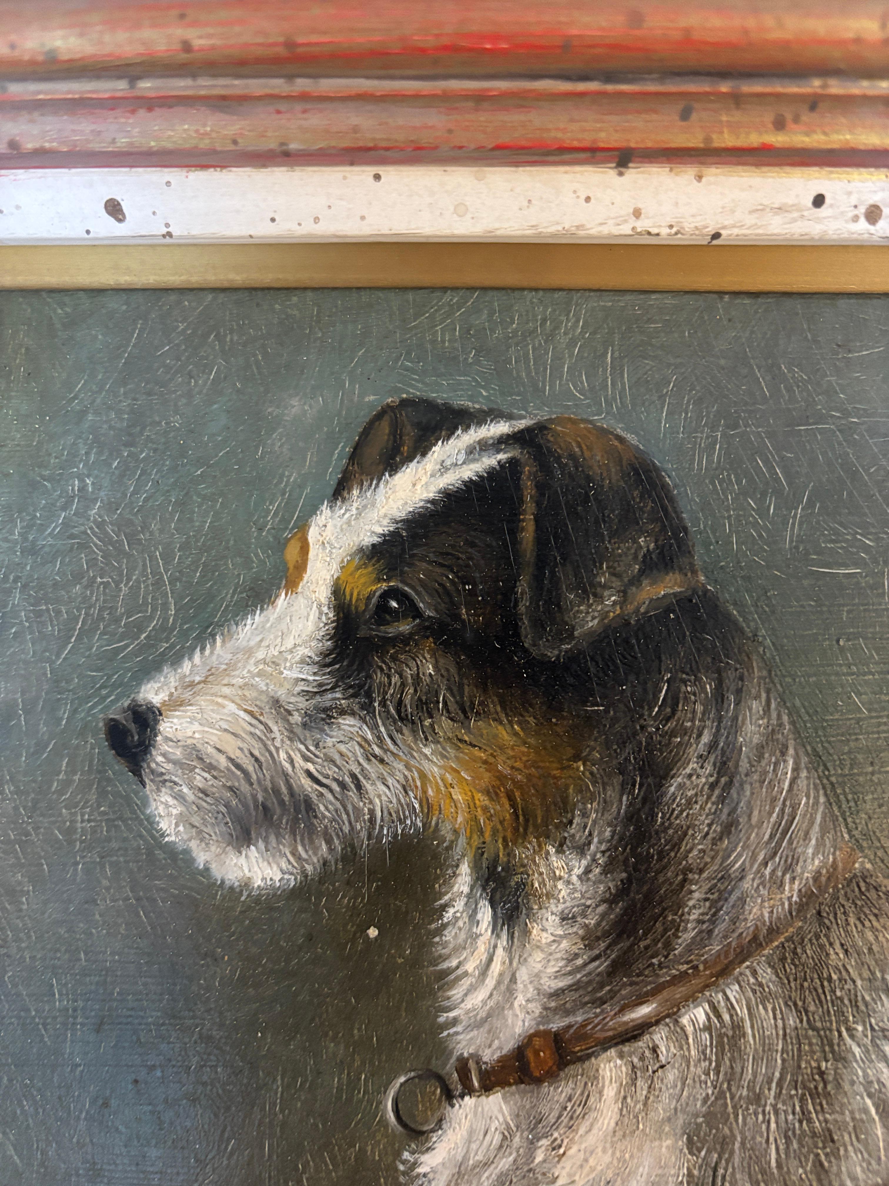 Portrait anglais du 19e siècle d'un chien Jack Russell - Victorien Painting par Richard Aistrop