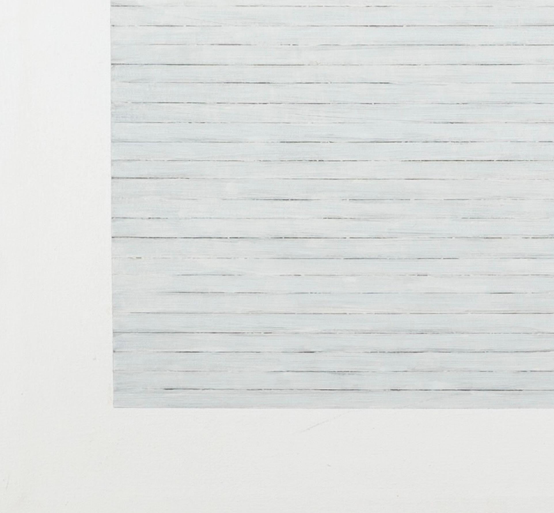 VIII (White Painting ENW17) - Peinture à l'huile minimaliste abstraite blanche et bleue en vente 4