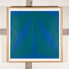 Symo (Blue/Green), 1967 - Abstract Geometric Lines Screen Print by Richard Allen
