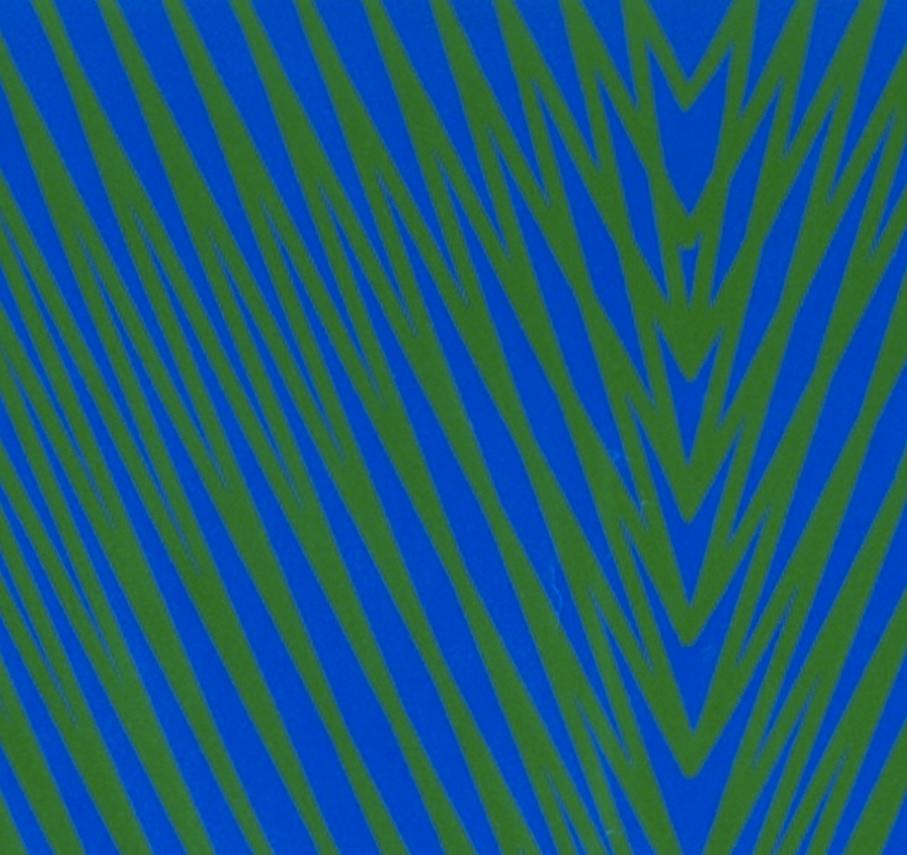 Symo (Blue/Green), 1967 - Abstract Geometric Lines Screen Print by Richard Allen For Sale 2