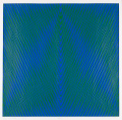 Symo (Azul/Verde), 1967 - Serigrafía abstracta de líneas geométricas de Richard Allen