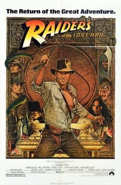 Original Vintage Film Poster For Indiana Jones Raiders Of The Lost Ark Adventure