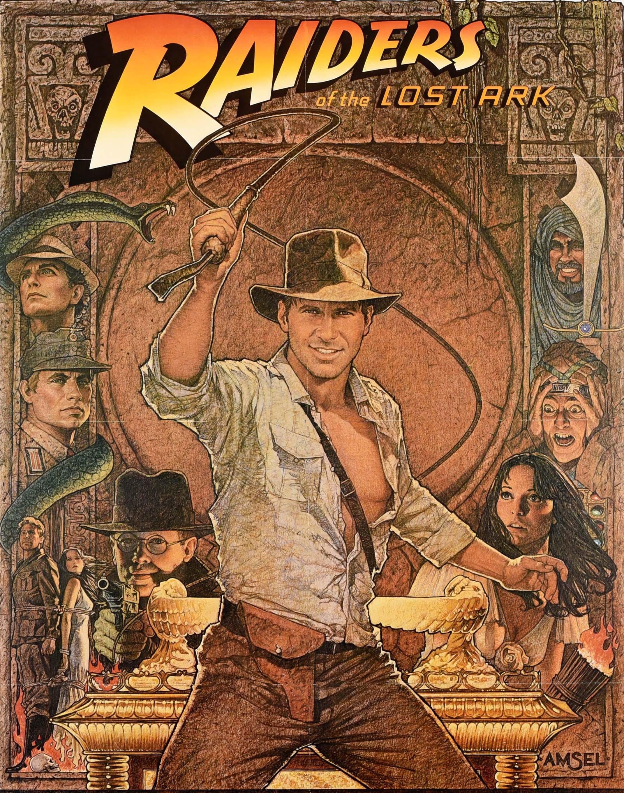 Original Vintage Movie Poster Indiana Jones Raiders Of The Lost Ark Adventure - Print by Richard Amsel