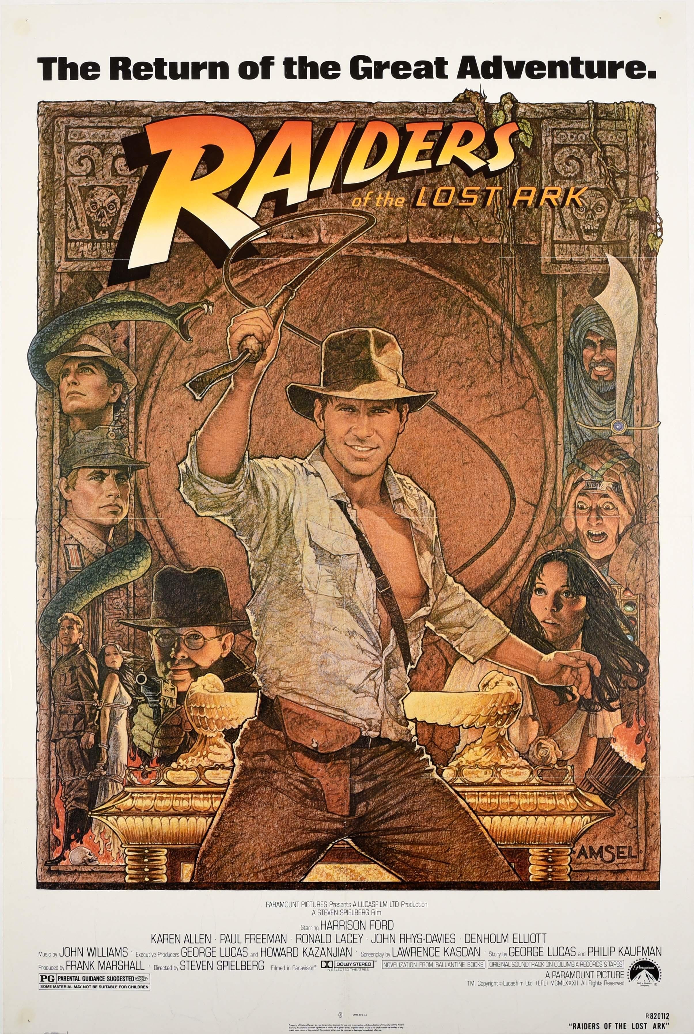 Richard Amsel Print - Original Vintage Movie Poster Indiana Jones Raiders Of The Lost Ark Adventure