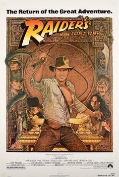 Original Vintage Movie Poster Indiana Jones Raiders Of The Lost Ark Adventure