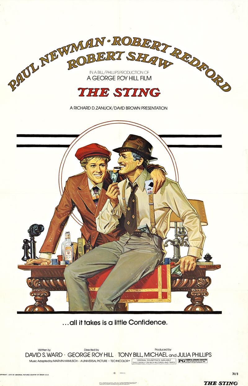 The Sting, affiche de film originale américaine d'origine, 1 feuille de lin au dos