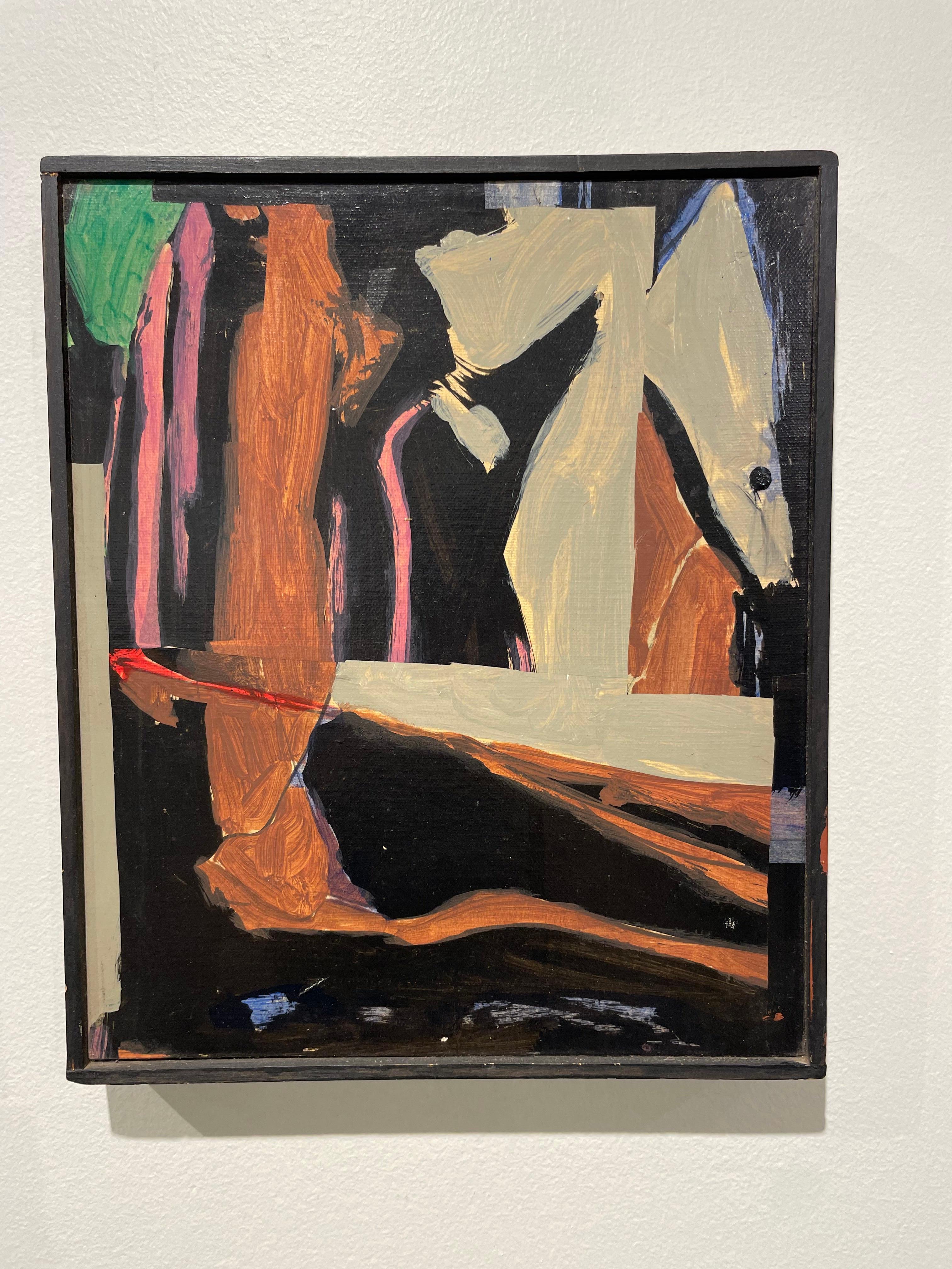 20th century abstract expressionist oil painting by Cleveland School artist - Black Abstract Painting by Richard Andres