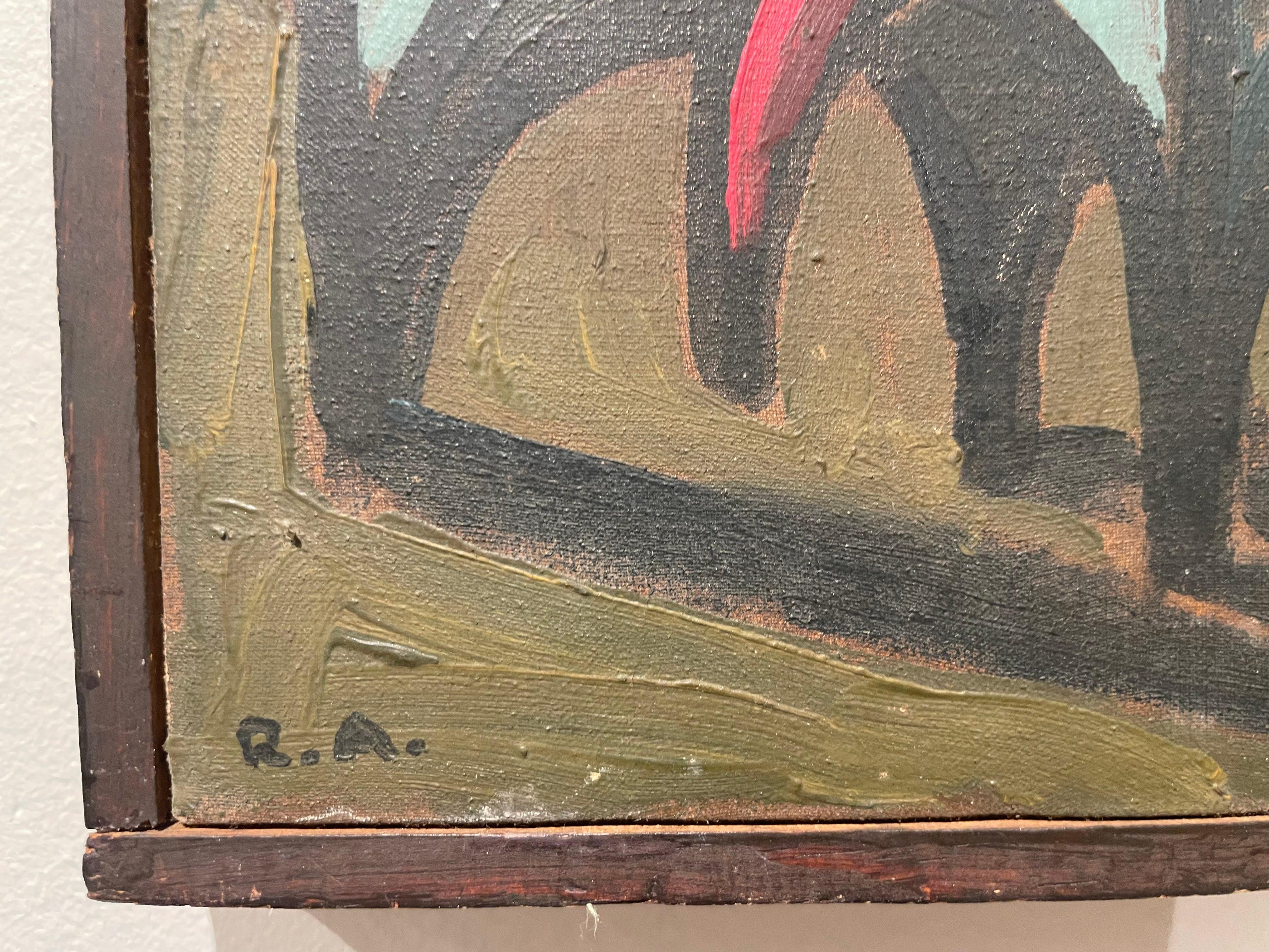 20th century abstract expressionist oil painting by Cleveland School artist For Sale 4