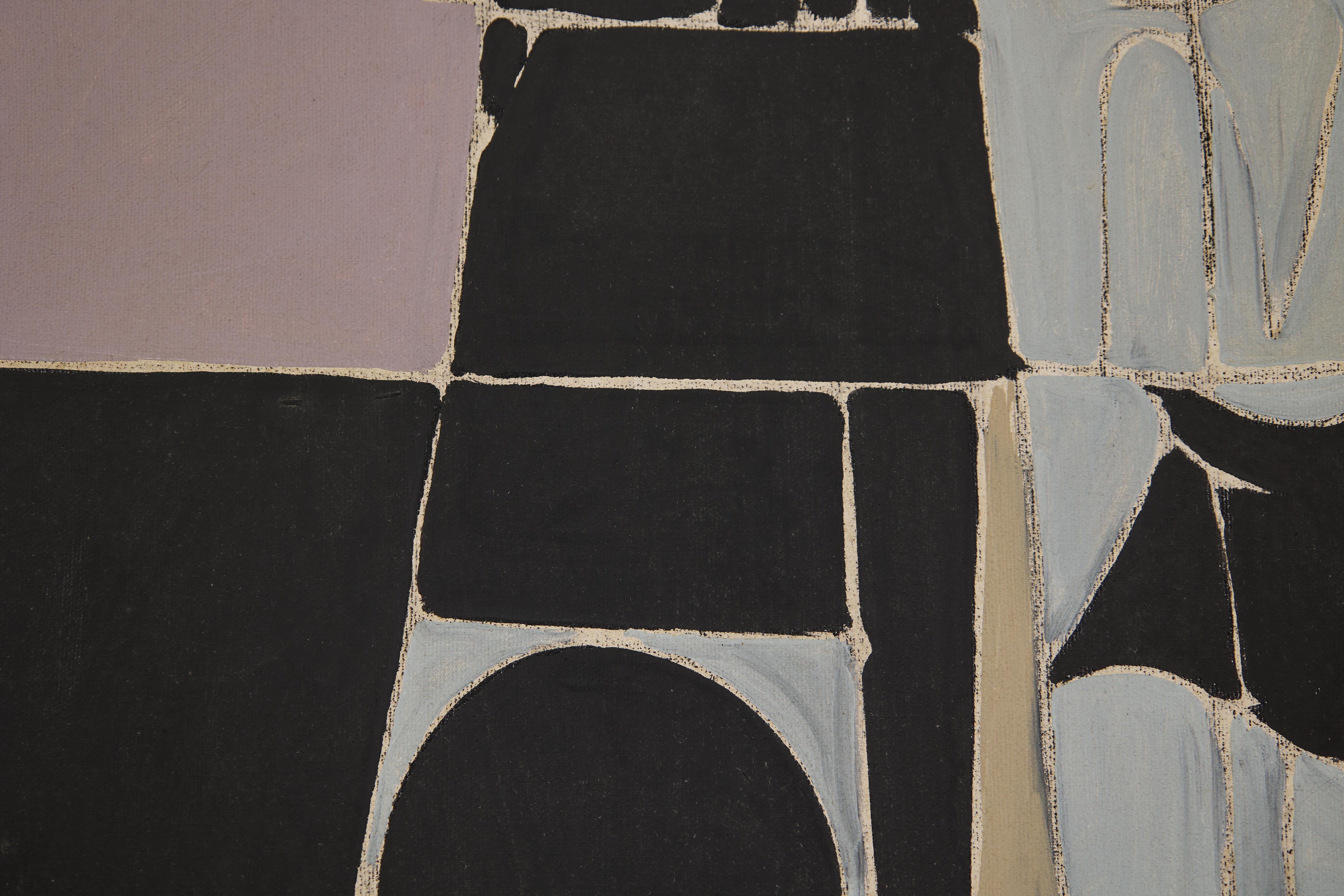 Crusader, grande peinture expressionniste abstraite, artiste de l'école de Cleveland - Marron Abstract Painting par Richard Andres