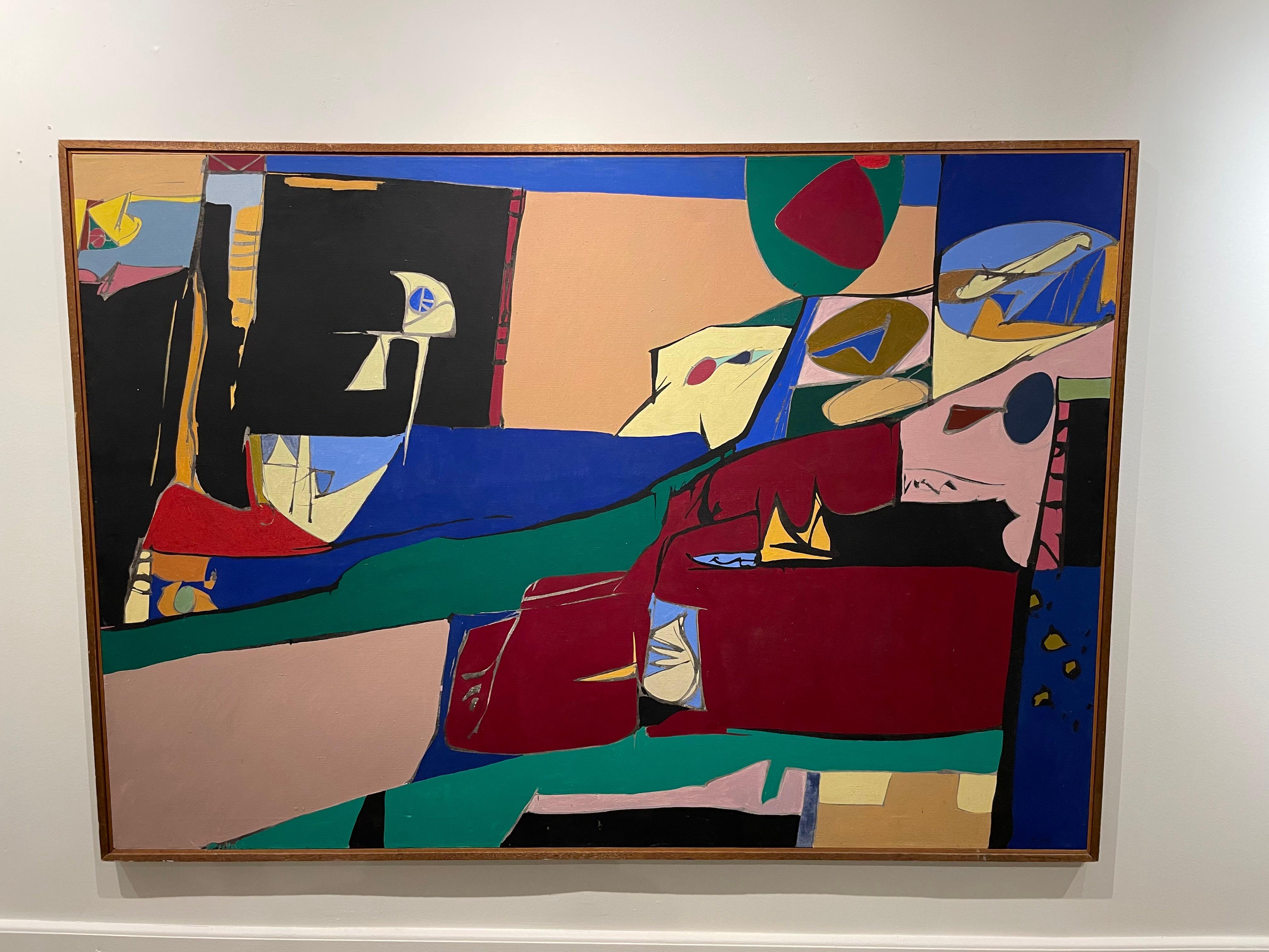 Erie Shore, Large Abstract Expressionist Mid-Century Modern geometric work For Sale 4