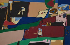 Erie Shore, Gran obra geométrica expresionista abstracta moderna de mediados de siglo
