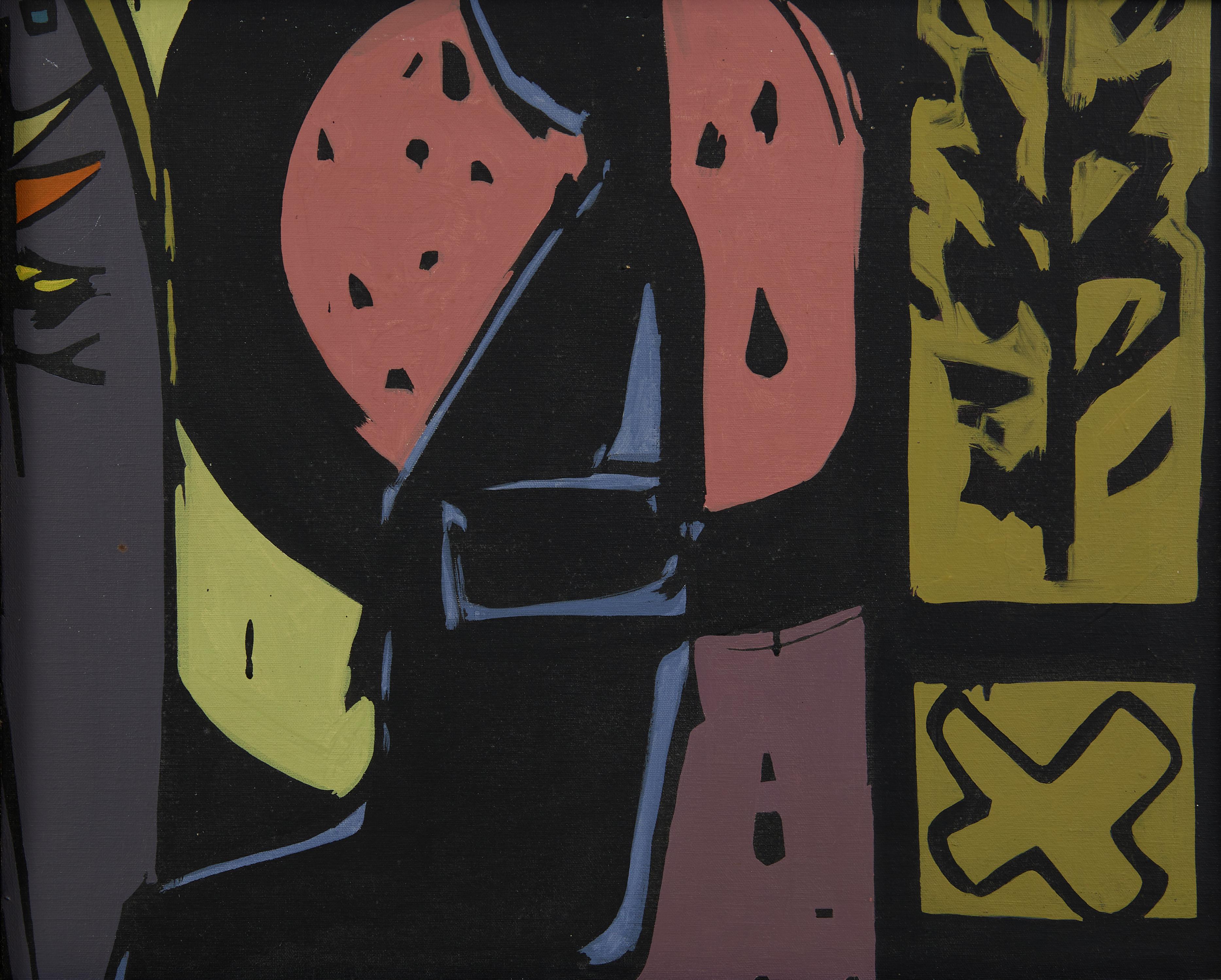 Richard Andres Abstract Painting – Fragment, abstrakte expressionistische Malerei aus der Mitte des Jahrhunderts, Künstler der Cleveland School