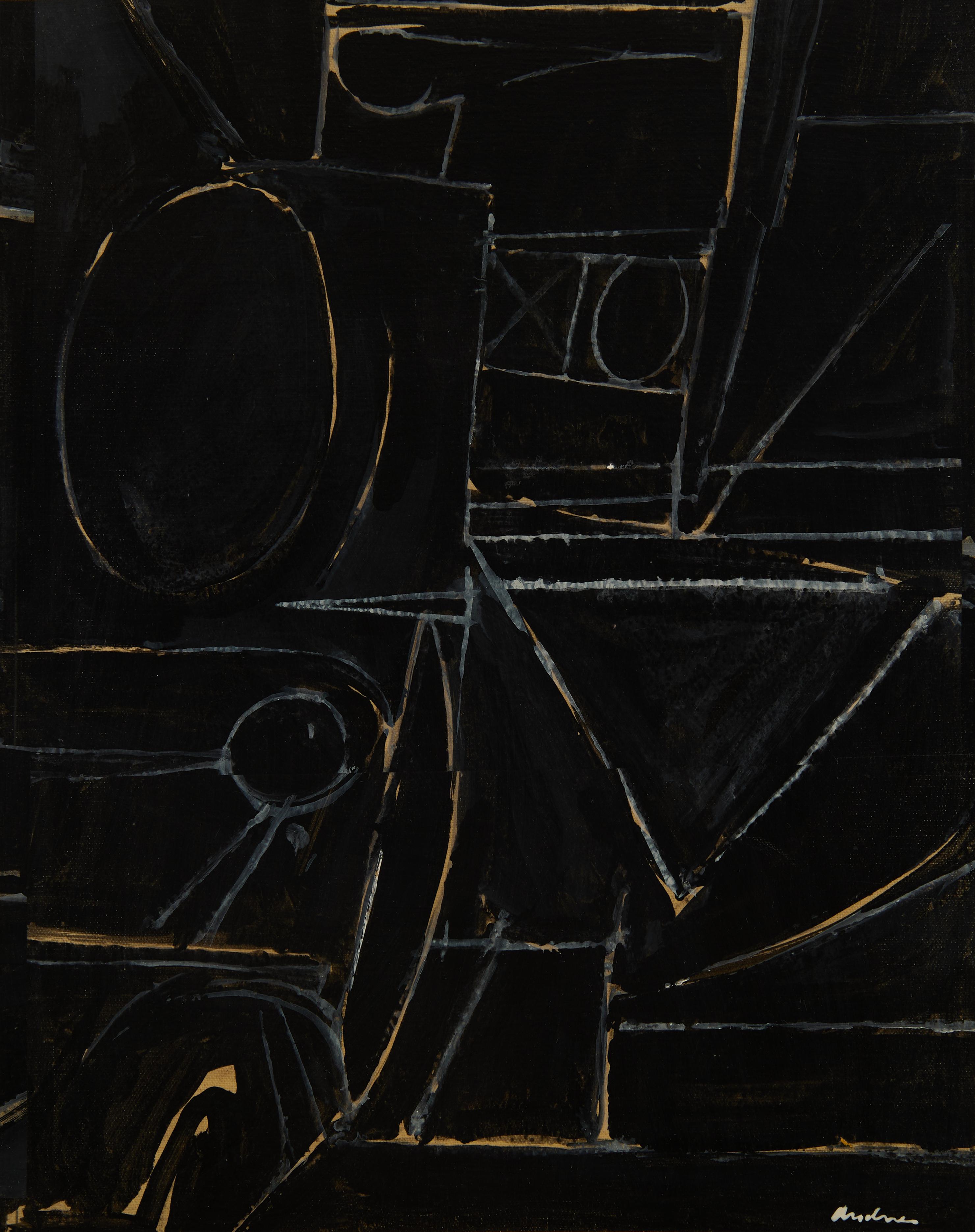 Inky, abstraktes expressionistisches Gemälde des Künstlers der Cleveland School – Painting von Richard Andres