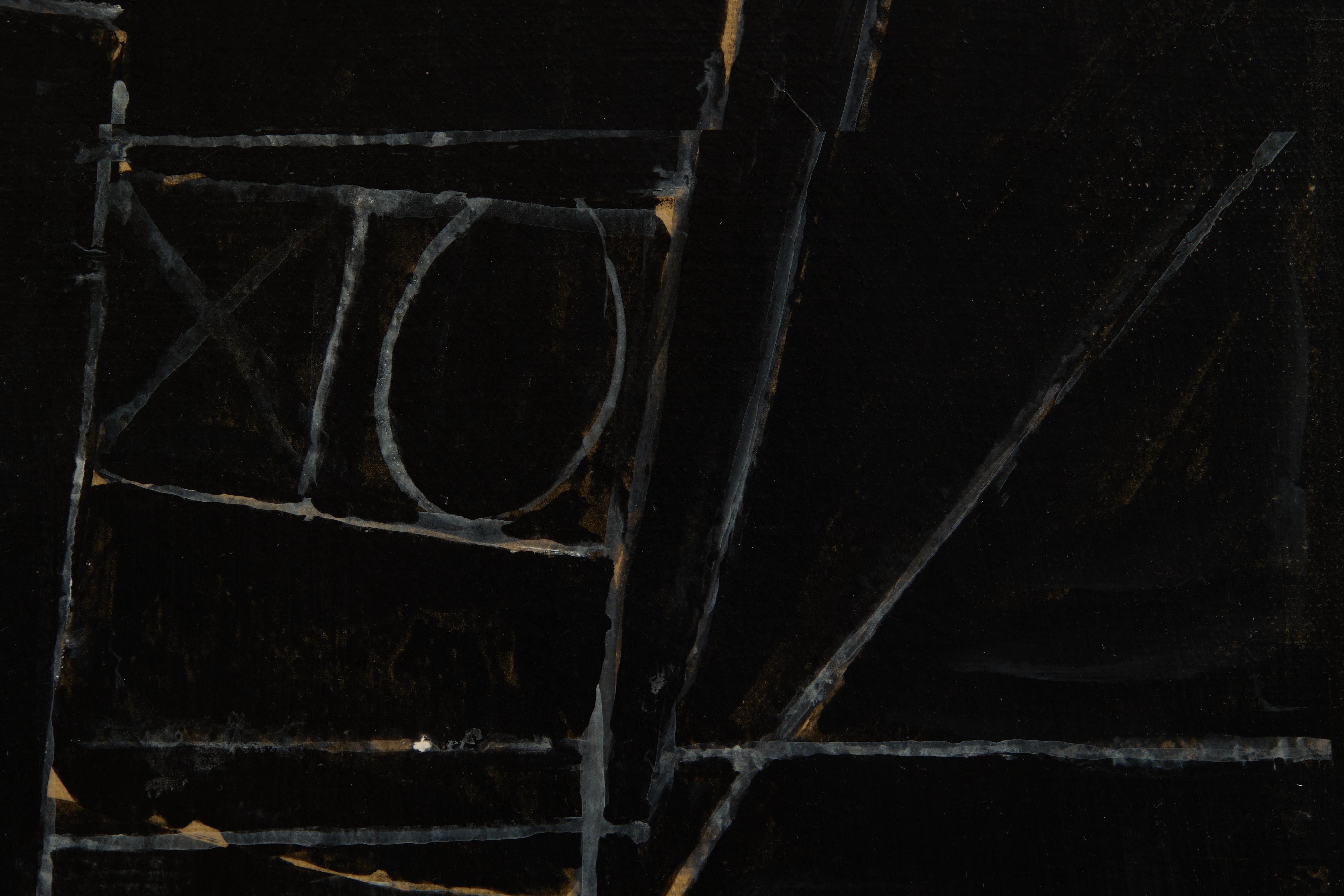 Richard Andre
Américain, 1927-2013
A.I.C., c. 1984
acrylique et encre sur papier marouflé sur toile
signé en bas à droite, signé et titré au verso
20 x 16 pouces

Richard Andre est né à Buffalo, dans l'État de New York, en 1927. Diplômé du Cleveland