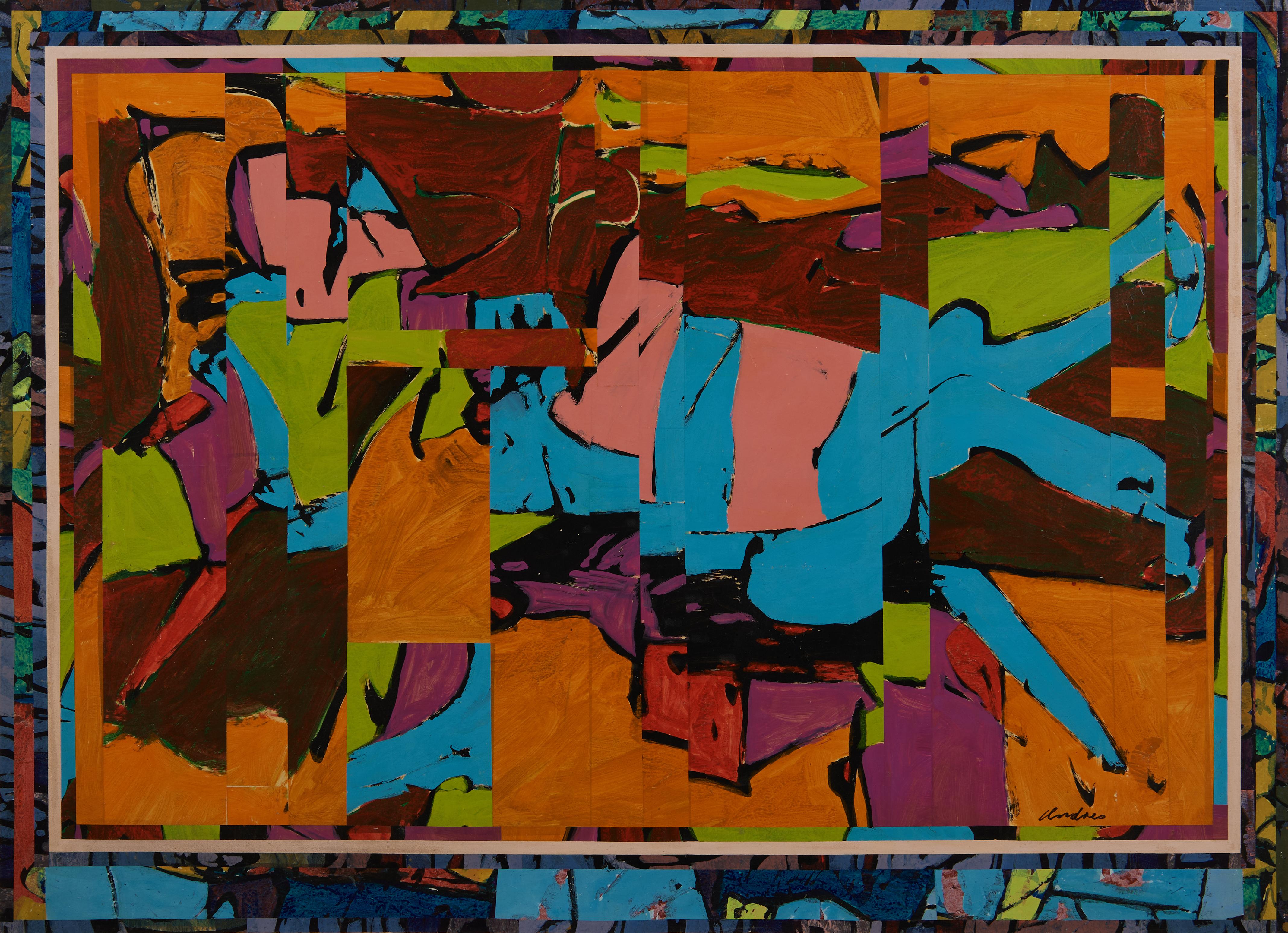 L. S. F. vibrant abstract expressionist painting by Cleveland School artist - Painting by Richard Andres