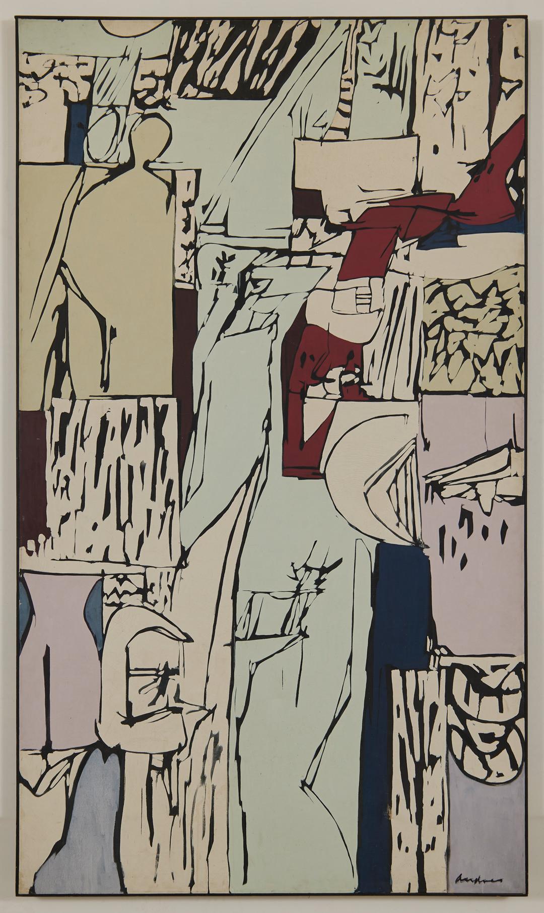 Gro�ßes abstraktes expressionistisches Acrylgemälde aus der Mitte des Jahrhunderts, Cleveland School – Painting von Richard Andres