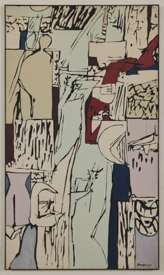 Large Abstract Expressionist Mid-Century Acrylic Painting, Cleveland School