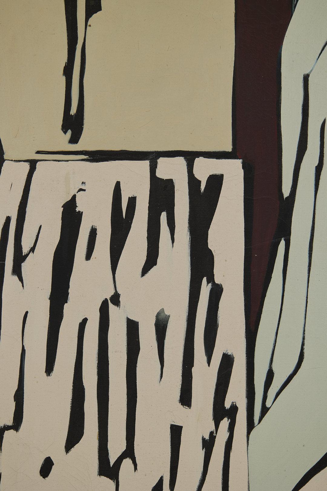 Großes abstraktes expressionistisches Acrylgemälde aus der Mitte des Jahrhunderts, Cleveland School (Braun), Figurative Painting, von Richard Andres