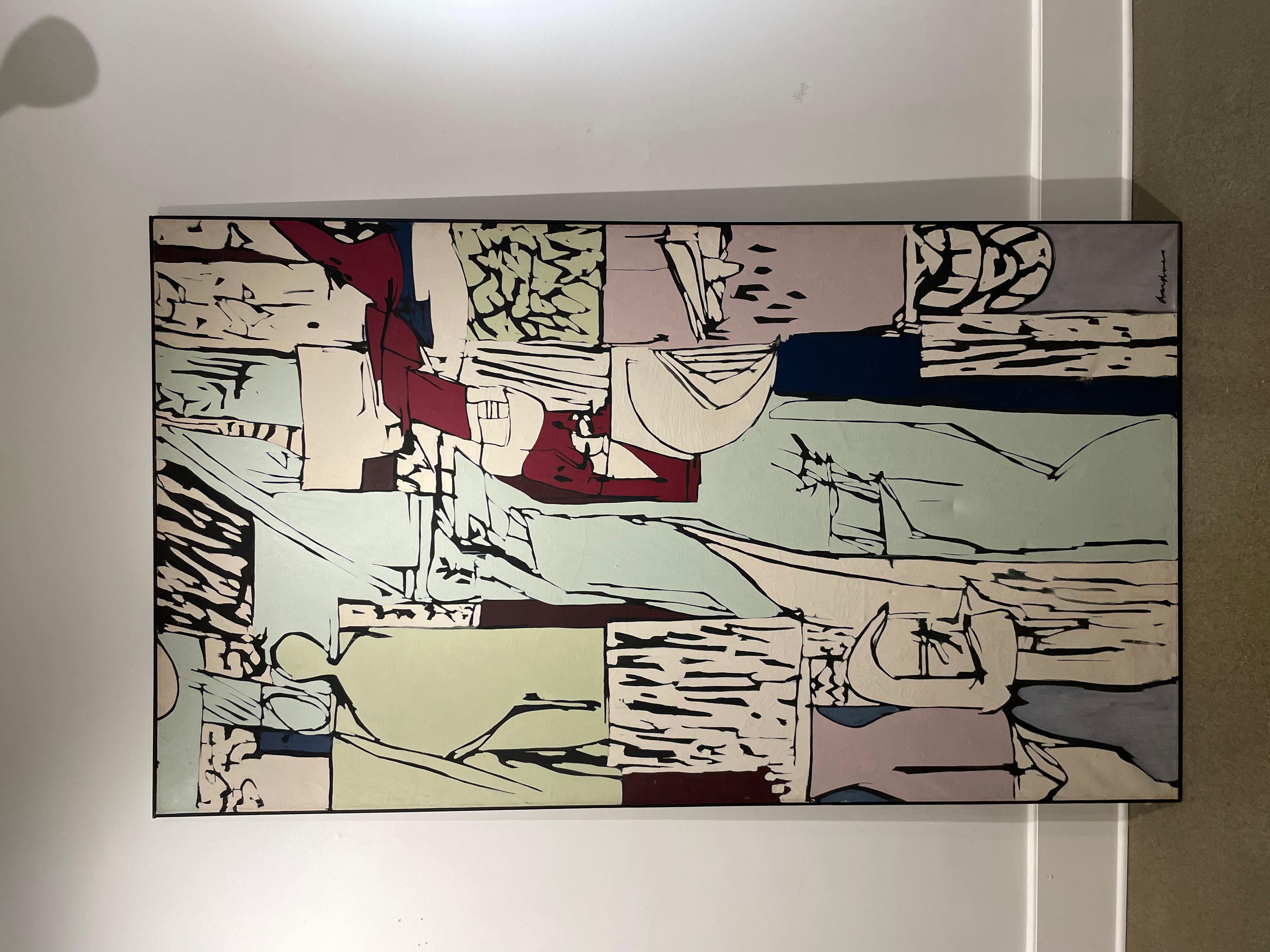 Großes abstraktes expressionistisches Acrylgemälde aus der Mitte des Jahrhunderts, Cleveland School im Angebot 1