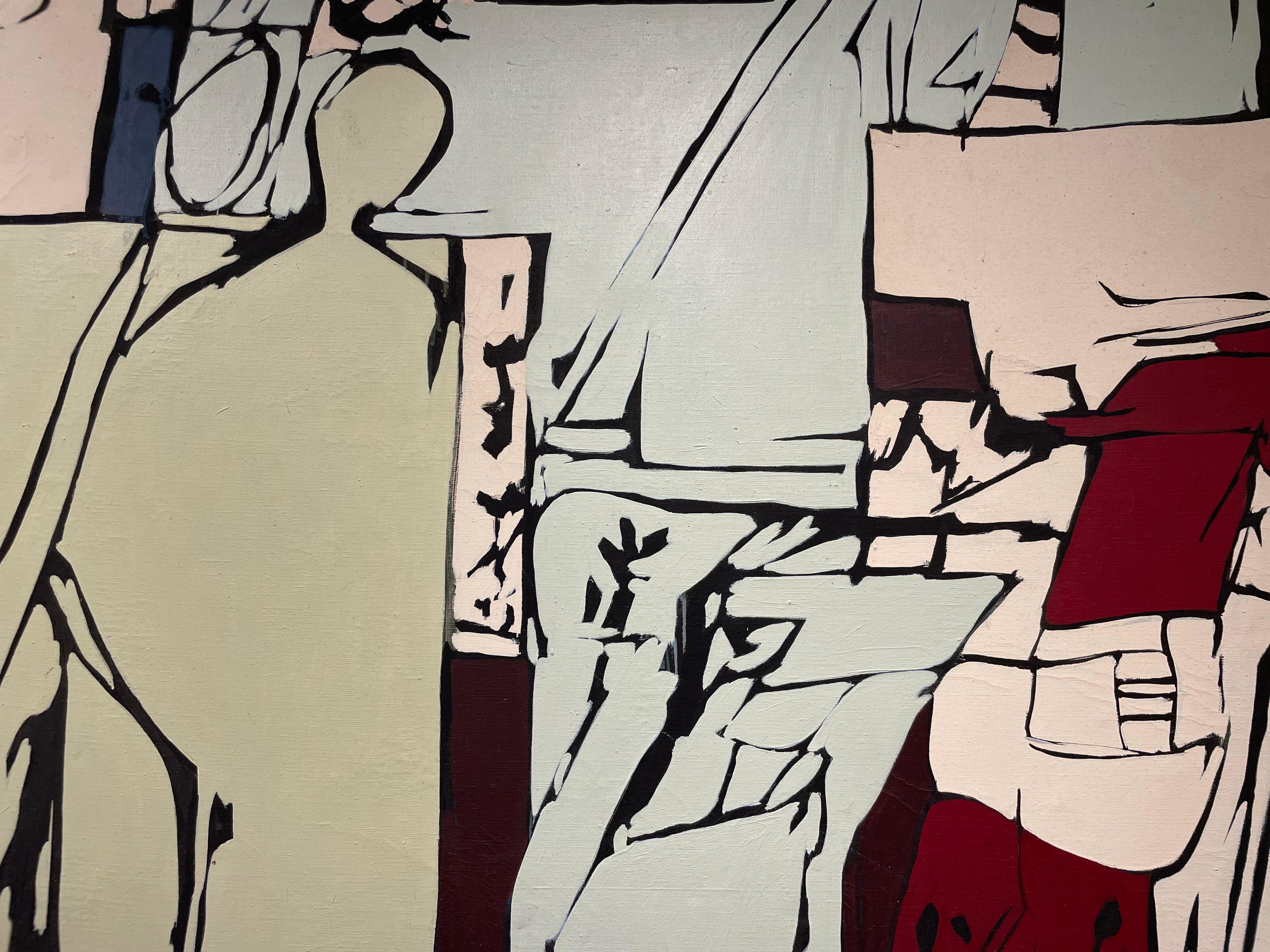 Großes abstraktes expressionistisches Acrylgemälde aus der Mitte des Jahrhunderts, Cleveland School im Angebot 3